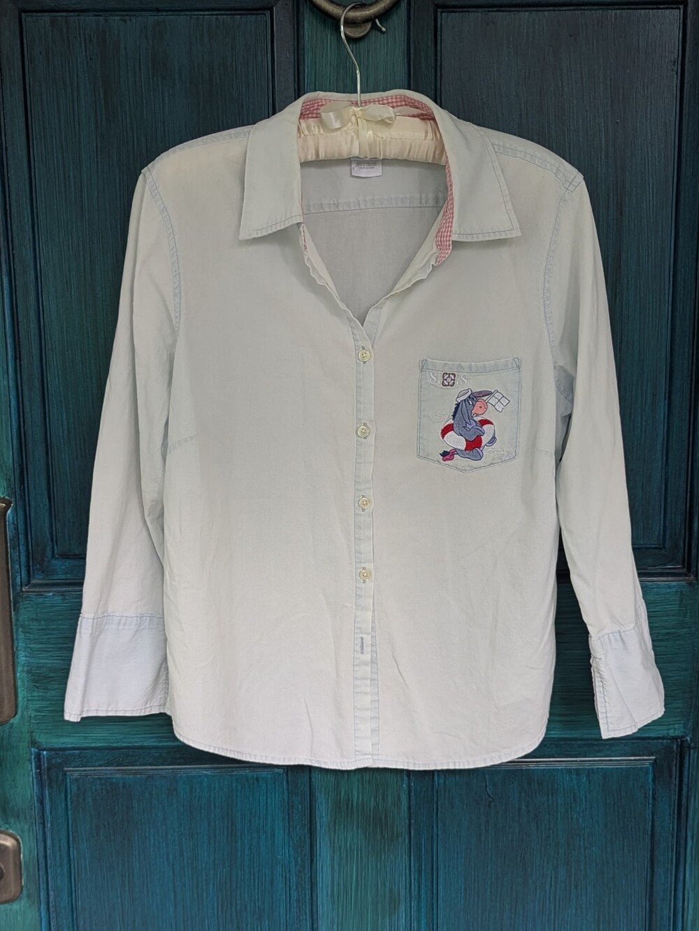 Vintage 1990s Disney Sailor Eeyore Embroidered Button Up Shirt | Child Large